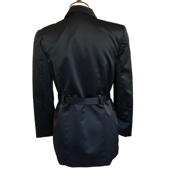 Vintage Black Satin Trench Style Coat by Russ - Picture 5 of 10